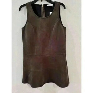 NWT JustFab Sleeveless Drop Waist Faux Suede Mini Dress Medium Mad Men Retro